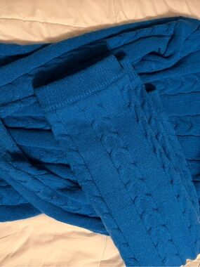 Bright Blue Cable Knit Sweater and skirt set XL